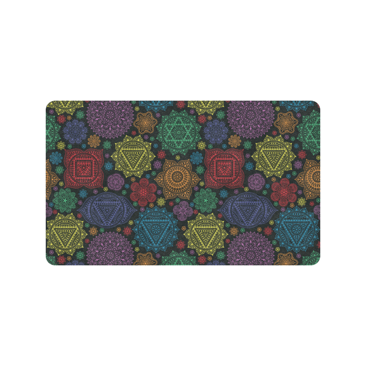 Chakra Mandala Print Pattern Rubber Doormat