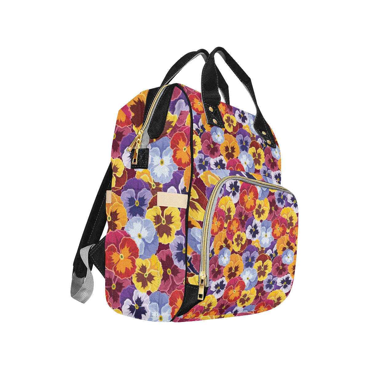 Pansy Pattern Print Design PS01 Diaper Bag Backpack