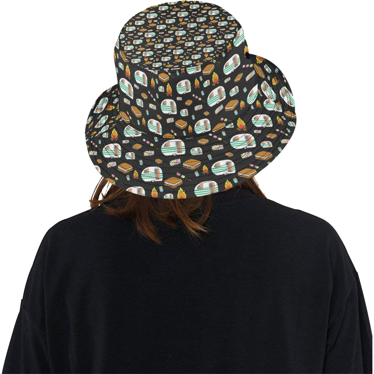 Camper marshmallow Camping Design Print Unisex Bucket Hat
