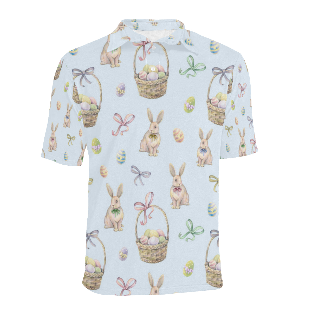 Rabbit Easter Eggs Pattern Print Design 03 Men Polo Shirt
