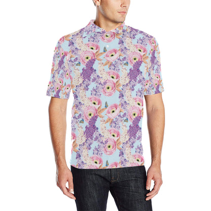 Lilac Pattern Print Design LI03 Men Polo Shirt