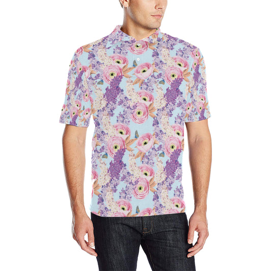 Lilac Pattern Print Design LI03 Men Polo Shirt