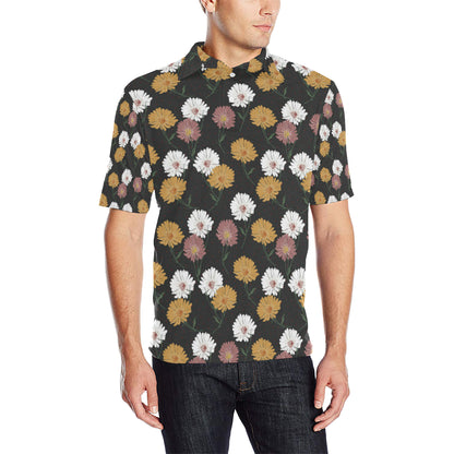 Daisy Pattern Print Design DS04 Men Polo Shirt