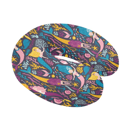 Mermaid Pattern Print Design 08 U-Shaped Travel Neck Pillow