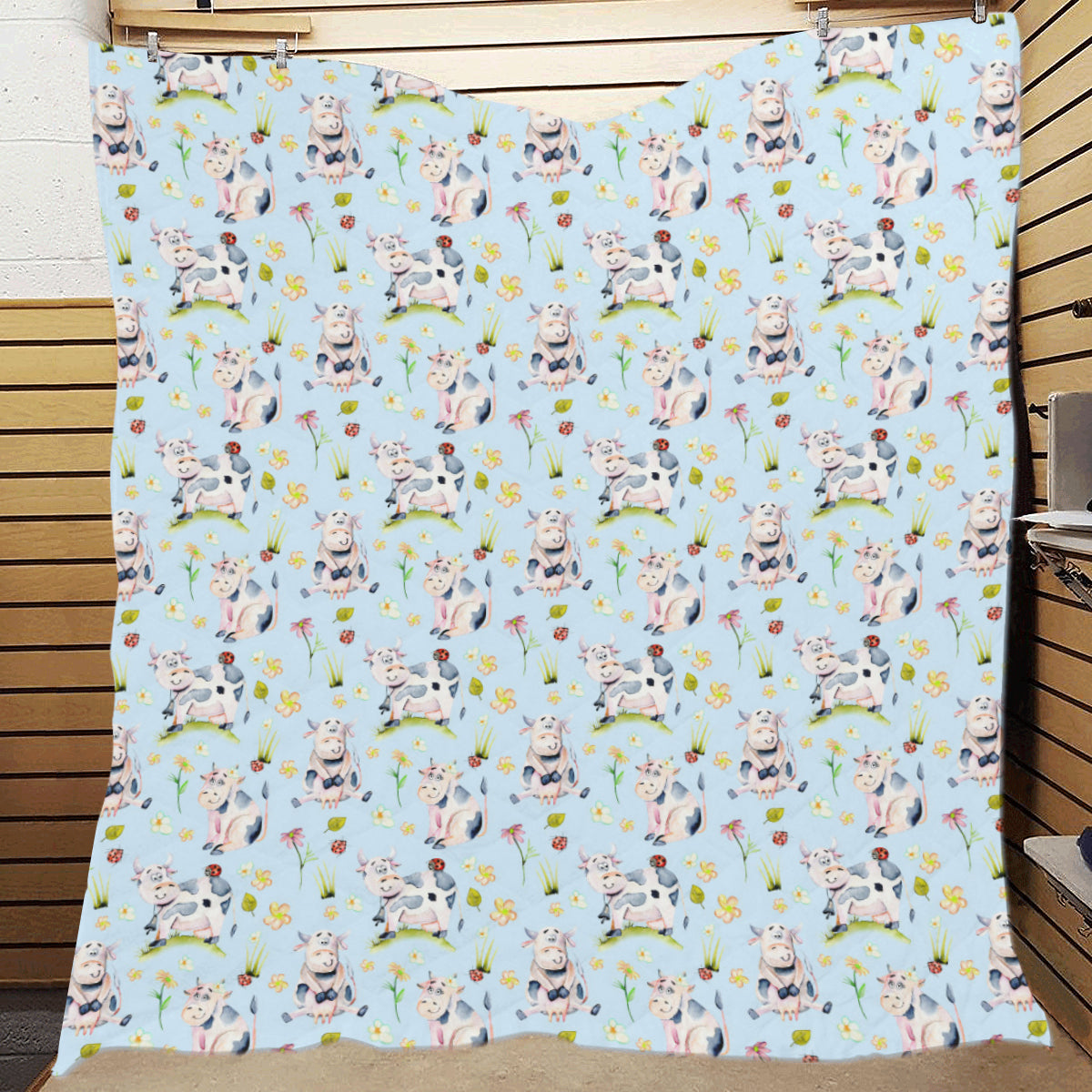 Cow Happy Pattern Print Design 05 Premium Quilt