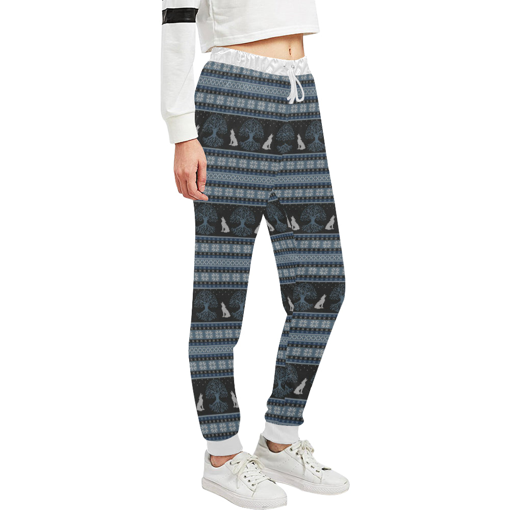 Wolf Tree of Life Knit Design Print Unisex Sweatpants