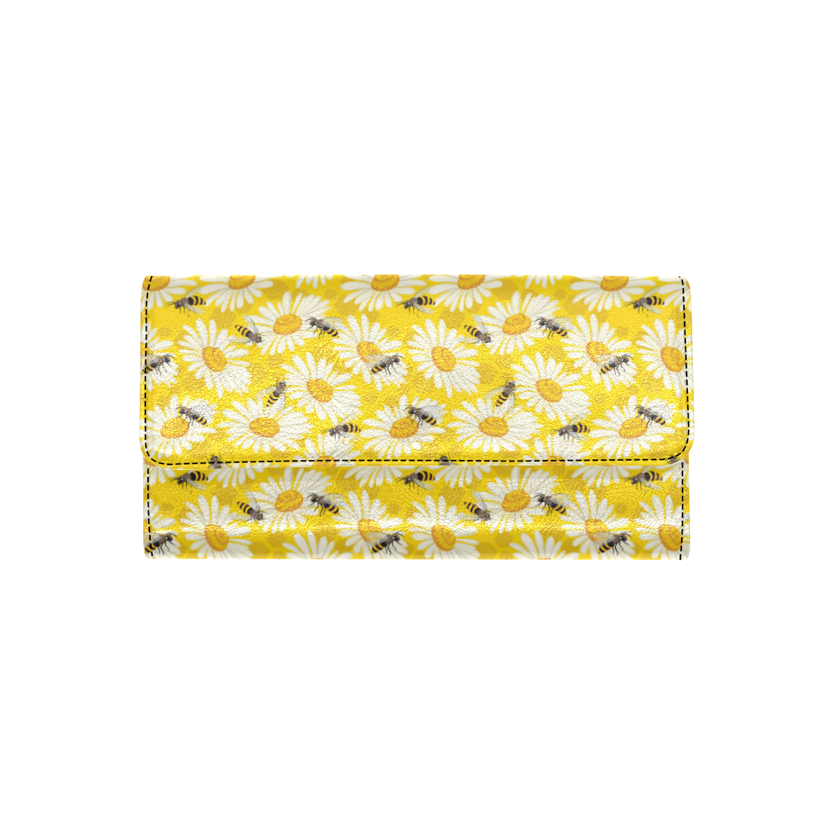 Bee Daisy Pattern Print Design 06 Women's Trifold Wallet