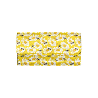 Bee Daisy Pattern Print Design 06 Women's Trifold Wallet