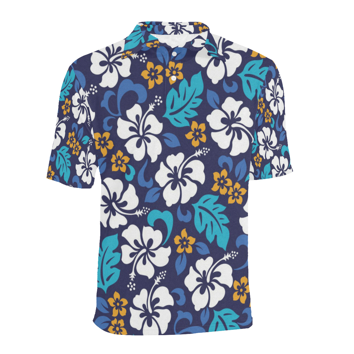 Hibiscus Pattern Print Design HB030 Men Polo Shirt