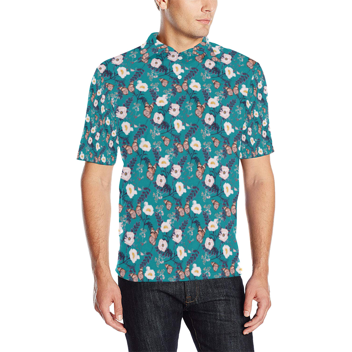 Butterfly Pattern Print Design 012 Men Polo Shirt