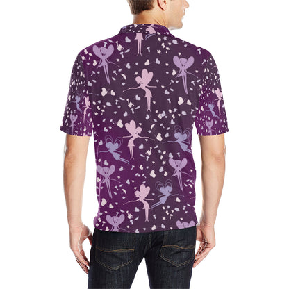 Fairy Pink Print Pattern Men Polo Shirt