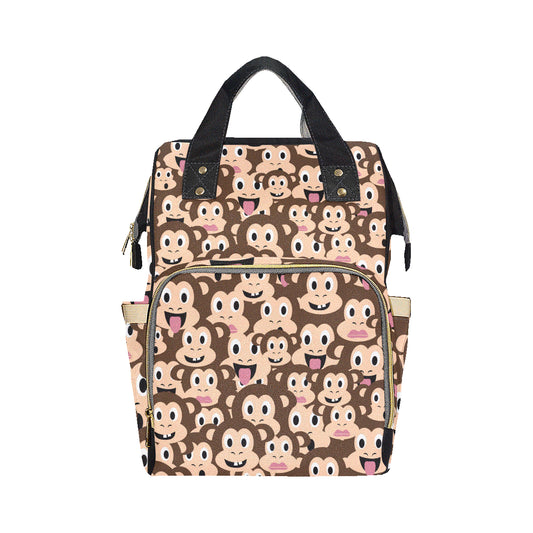 Emoji Monkey Print Pattern Diaper Bag Backpack
