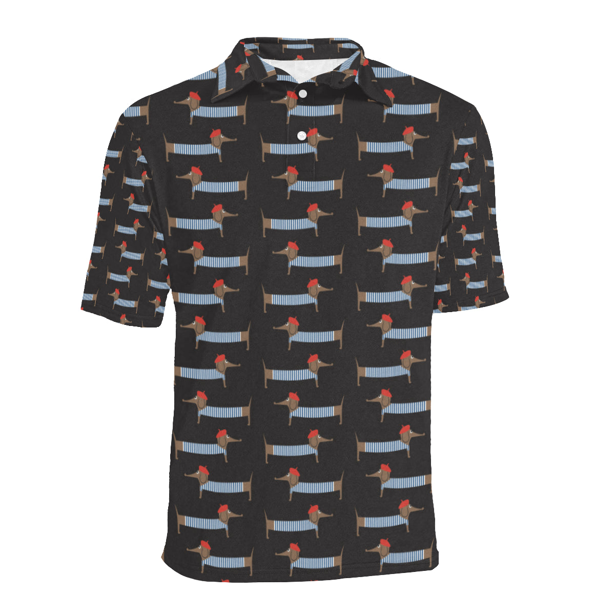 Dachshund Pattern Print Design 04 Men Polo Shirt