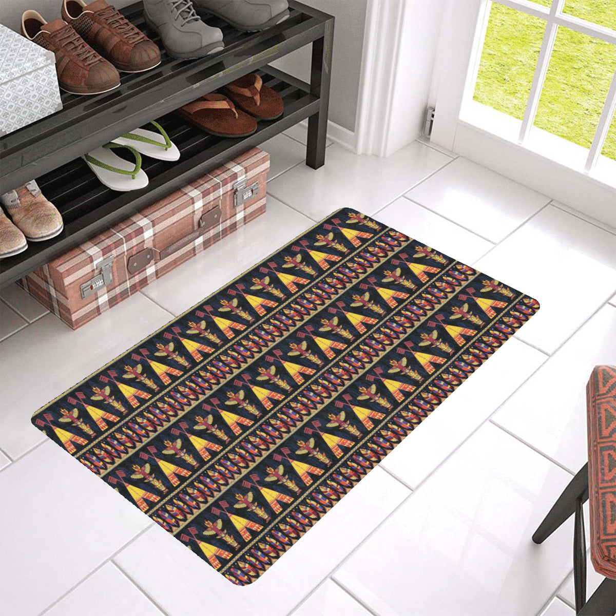 Totem Pole Design Rubber Doormat