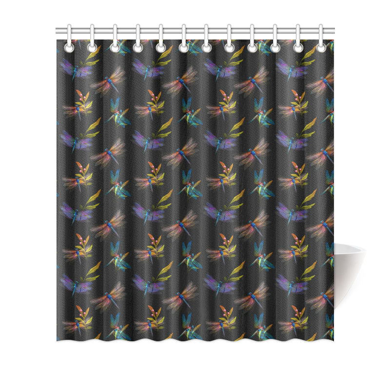 Dragonfly Colorful Realistic Print Shower Curtain