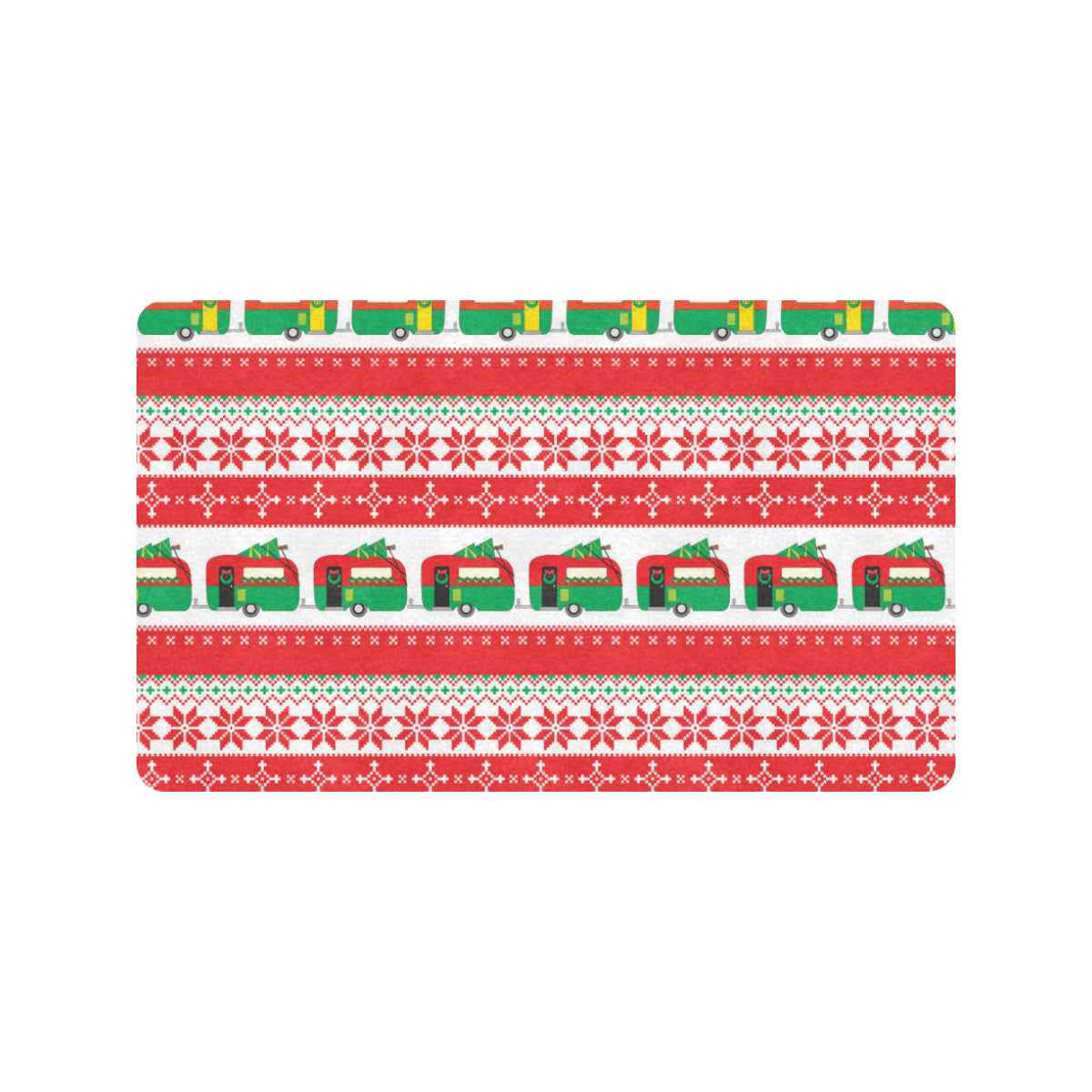Camper Camping Ugly Christmas Design Print Rubber Doormat