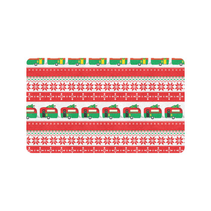 Camper Camping Ugly Christmas Design Print Rubber Doormat