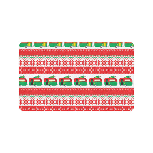 Camper Camping Ugly Christmas Design Print Rubber Doormat