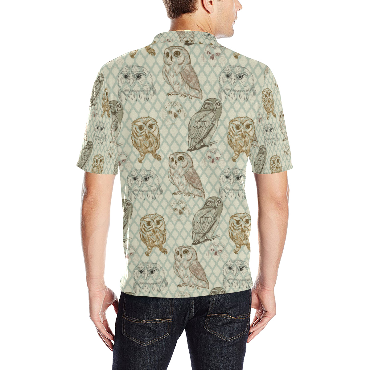 Owl Pattern Print Design A03 Men Polo Shirt