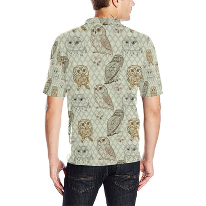 Owl Pattern Print Design A03 Men Polo Shirt