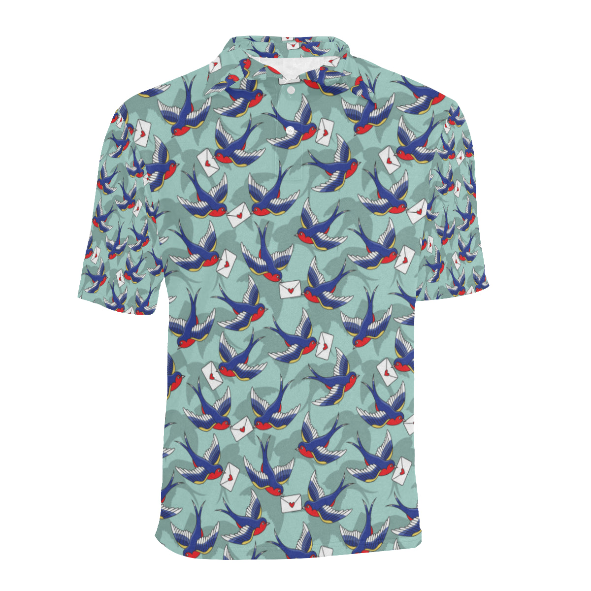 Swallow Bird Pattern Print Design 02 Men Polo Shirt