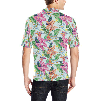 Hummingbird Tropical Pattern Print Design 05 Men Polo Shirt