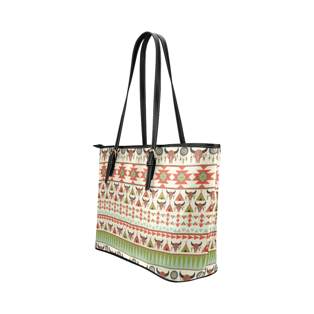 American indian Ethnic Pattern Leather Tote Bag