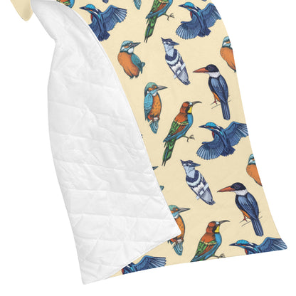 Kingfisher Bird Pattern Print Design 04 Premium Quilt