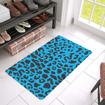 Cheetah Blue Print Pattern Rubber Doormat