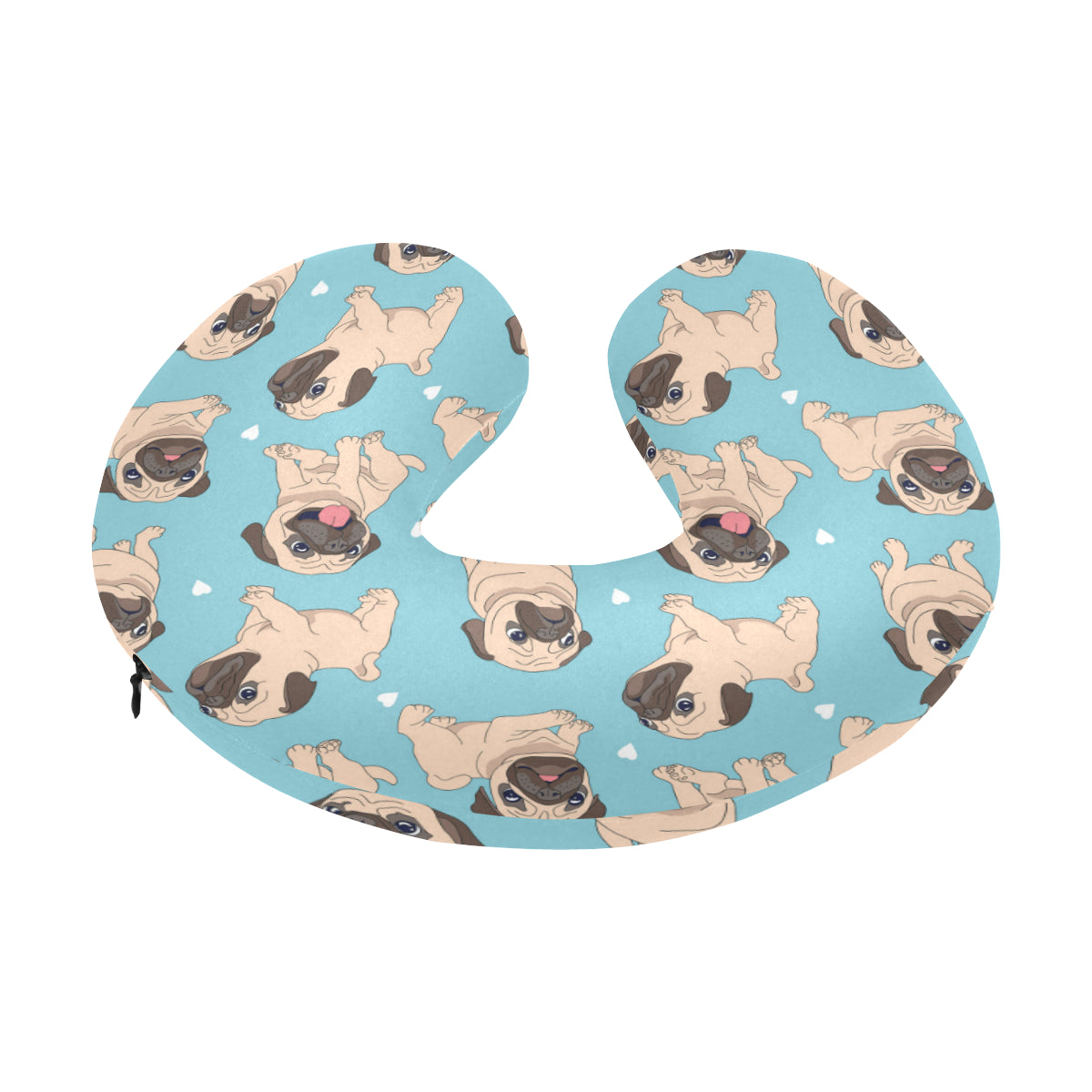 Pug Pattern Print Design A03 U-Shaped Travel Neck Pillow