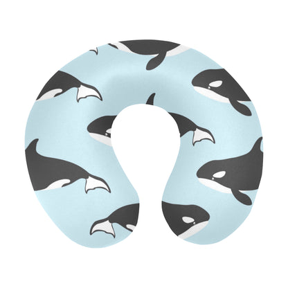 Killer Whale Pattern Print Design 01 U-Shaped Travel Neck Pillow
