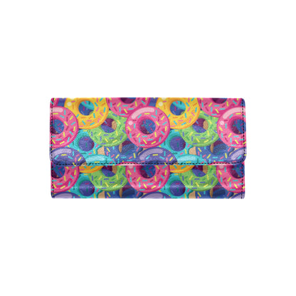 Donut Pattern Print Design DN010 Women's Trifold Wallet