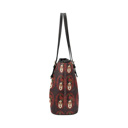 Day of the Dead Mexican Girl Leather Tote Bag