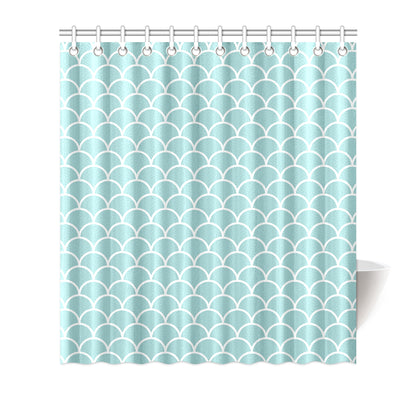 Scales Teal Pattern Print Design 02 Shower Curtain