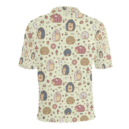 Hedgehog Cute Pattern Print Design 01 Men Polo Shirt