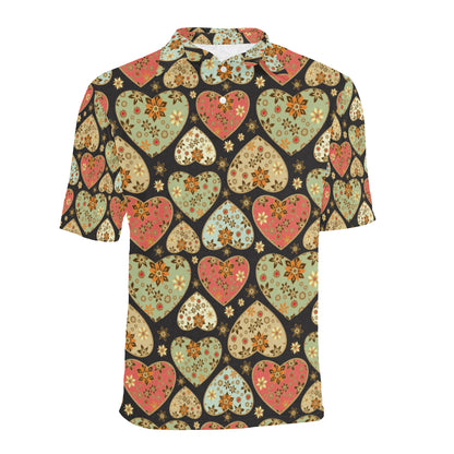 Heart Boho Pattern Print Design HE04 Men Polo Shirt
