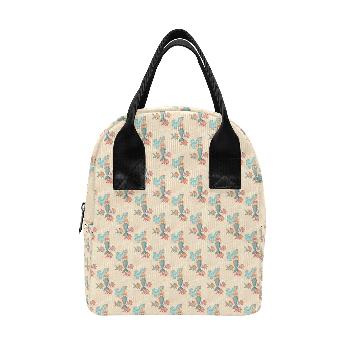 Mermaid Girl With Fish Design Print Insulated Lunch Bag