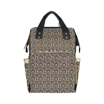 Peace Sign flowers Design Print Diaper Bag Backpack