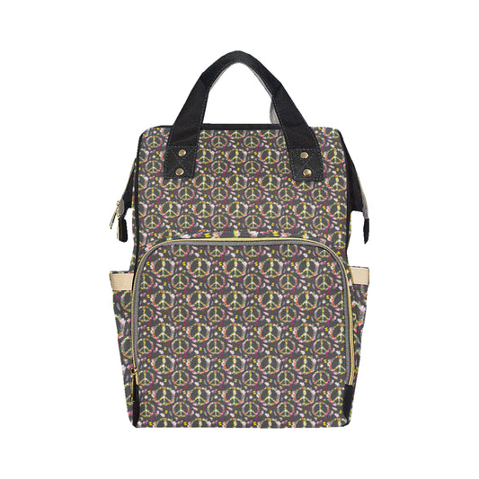 Peace Sign flowers Design Print Diaper Bag Backpack