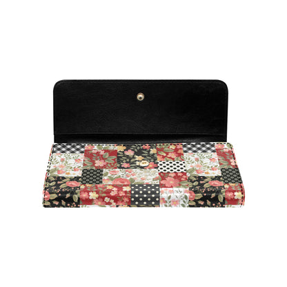 Patchwork Flower Pattern Print Design 03 Women's Trifold Wallet