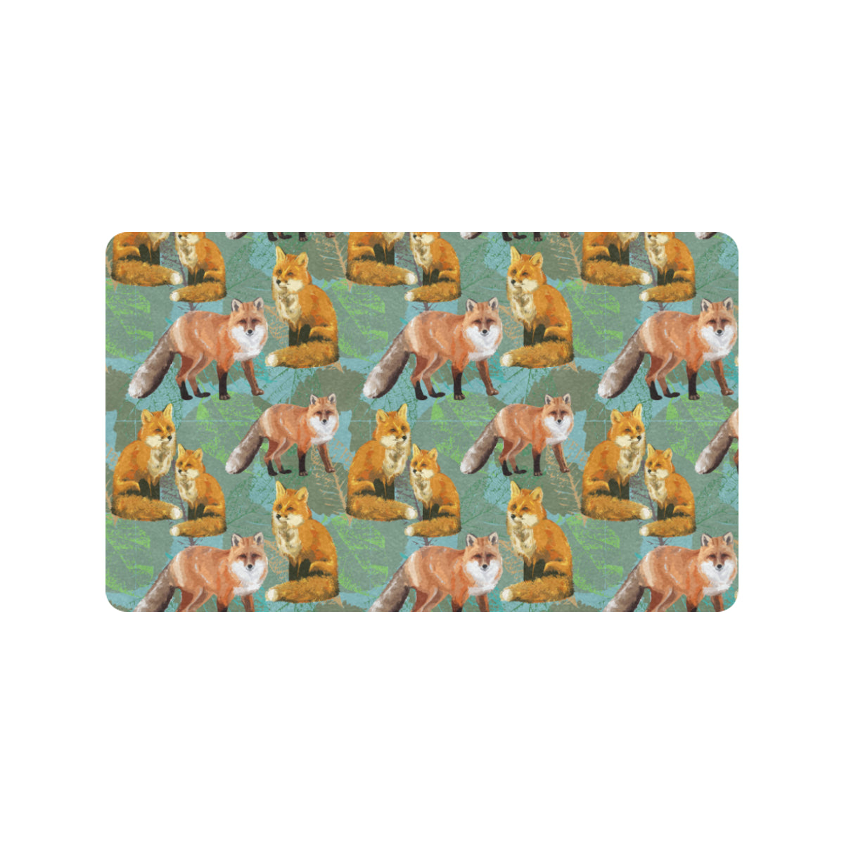 Fox Autumn leaves Themed Rubber Doormat