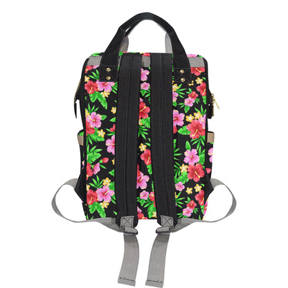 Pink Red Hibiscus Pattern Print Design HB023 Diaper Bag Backpack