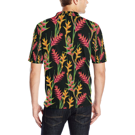 Heliconia Pattern Print Design HL01 Men Polo Shirt