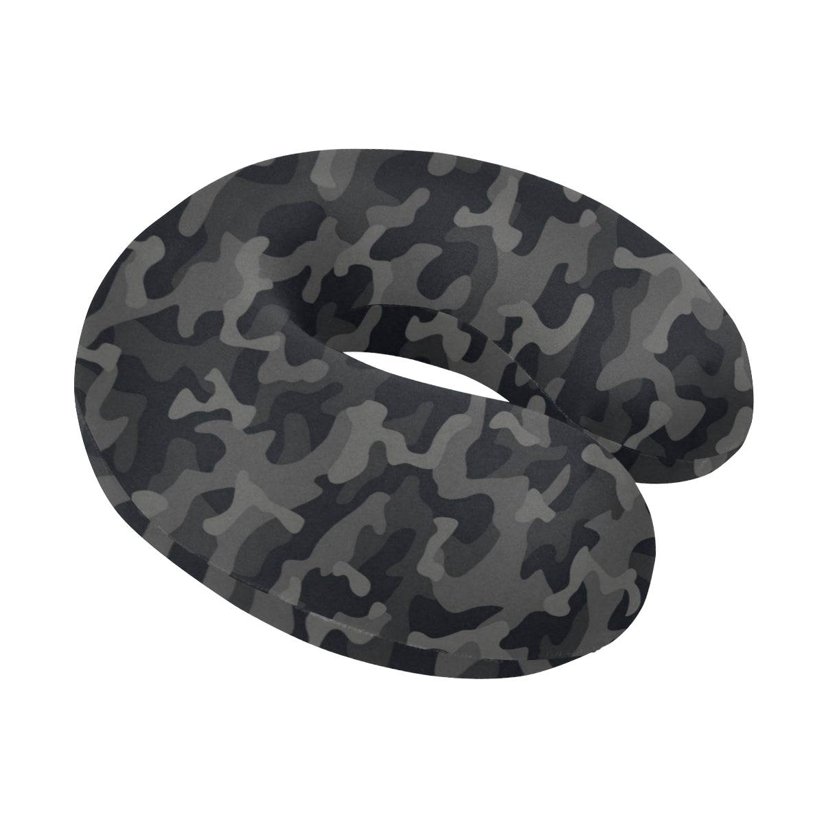 Camo Black Pattern Print Design 02 U-Shaped Travel Neck Pillow