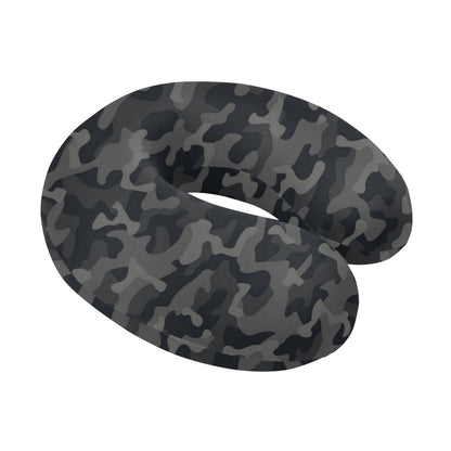Camo Black Pattern Print Design 02 U-Shaped Travel Neck Pillow