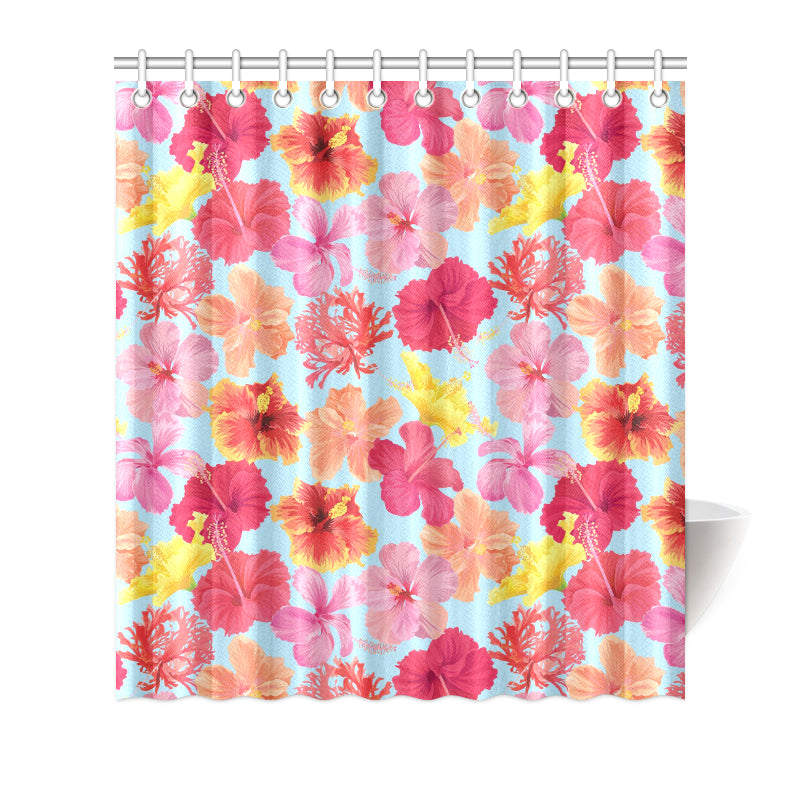 Hibiscus Pattern Print Design HB020 Shower Curtain