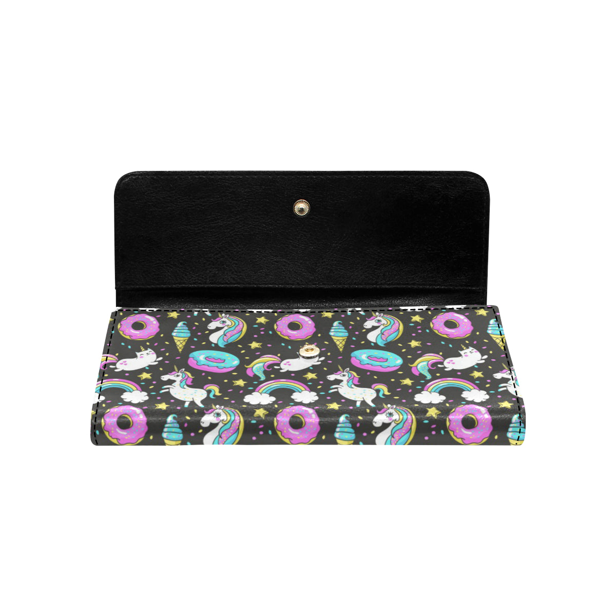 Donut Unicorn Pattern Print Design DN09 Women's Trifold Wallet