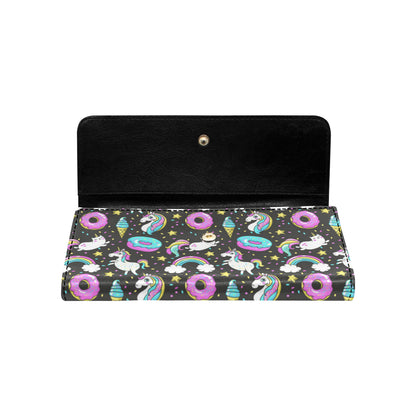 Donut Unicorn Pattern Print Design DN09 Women's Trifold Wallet