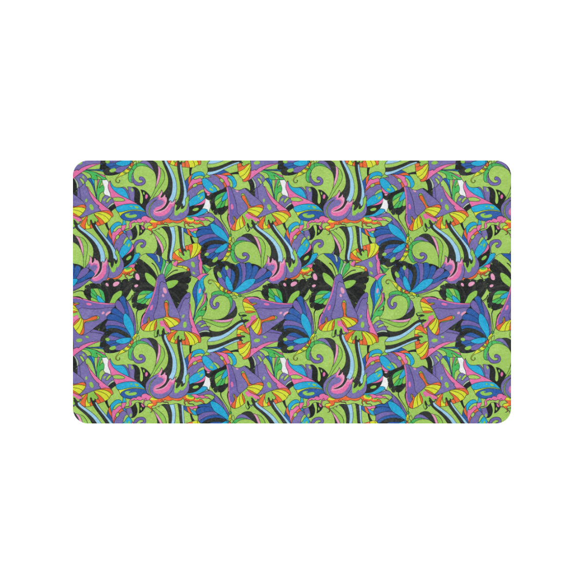 Psychedelic Trippy Mushroom Themed Rubber Doormat