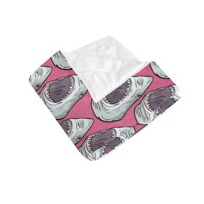 Great White Shark Pattern Print Design 01 Premium Quilt